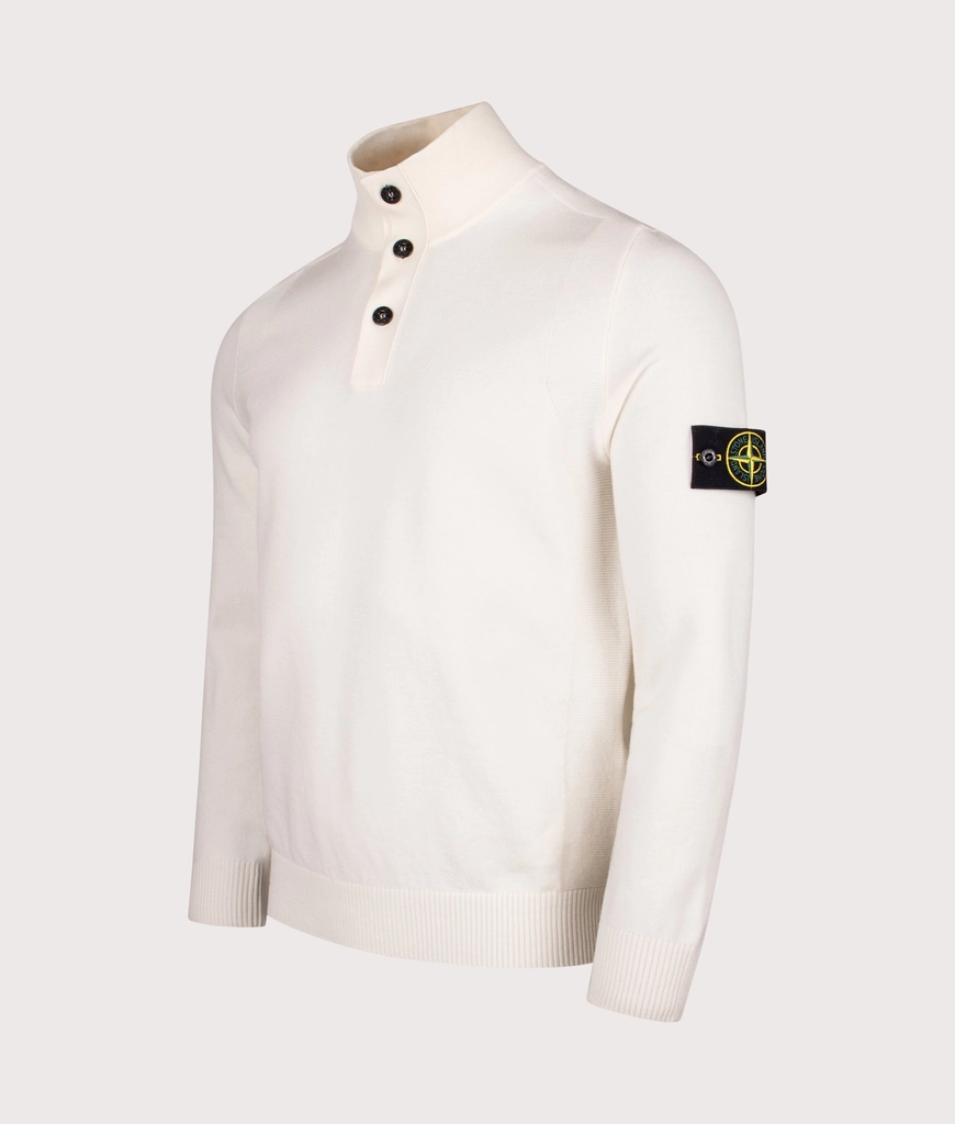 Stone Island Mens Button Neck Reverse Stitch Jumper